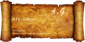 Alt Gábor névjegykártya